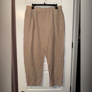 Eileen Fisher 100% Linen Women's Tan Cropped Pants